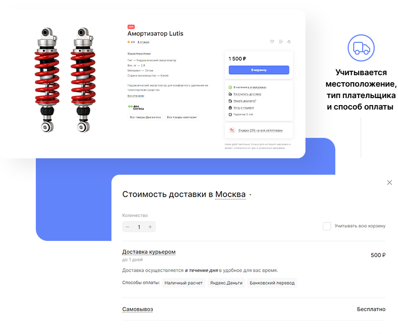 Расчет стоимости товара с доставкой