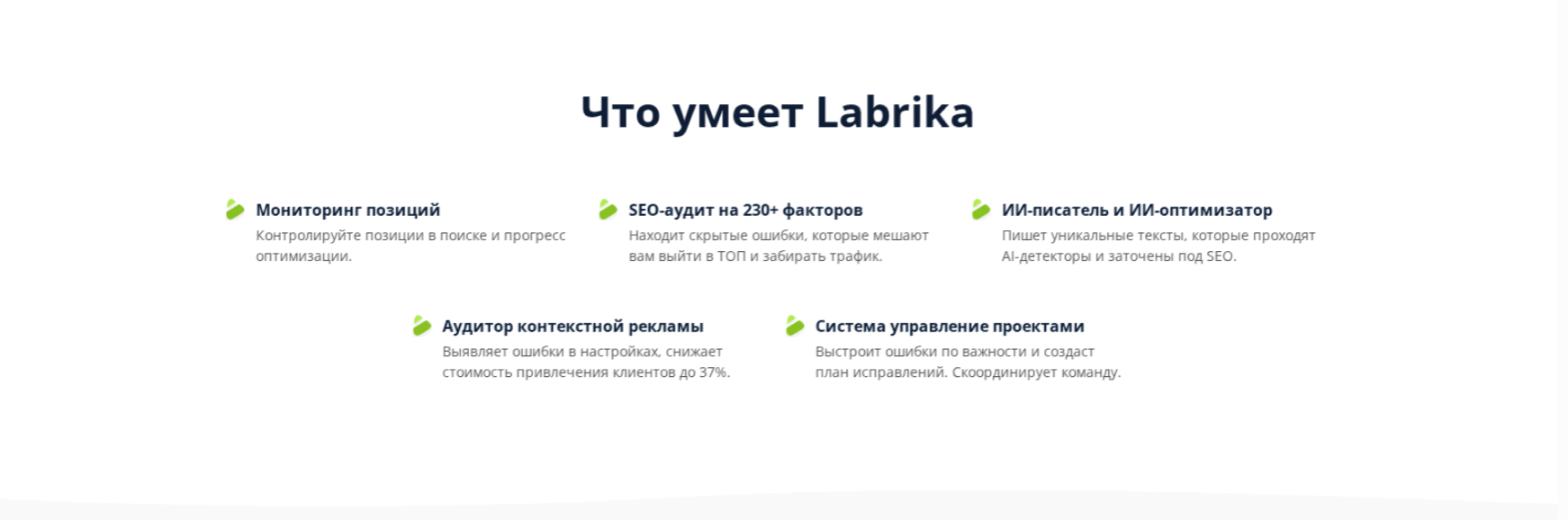 Возможности продукта Labrika